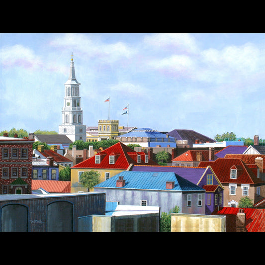Roof Tops (Giclee On Canvas)